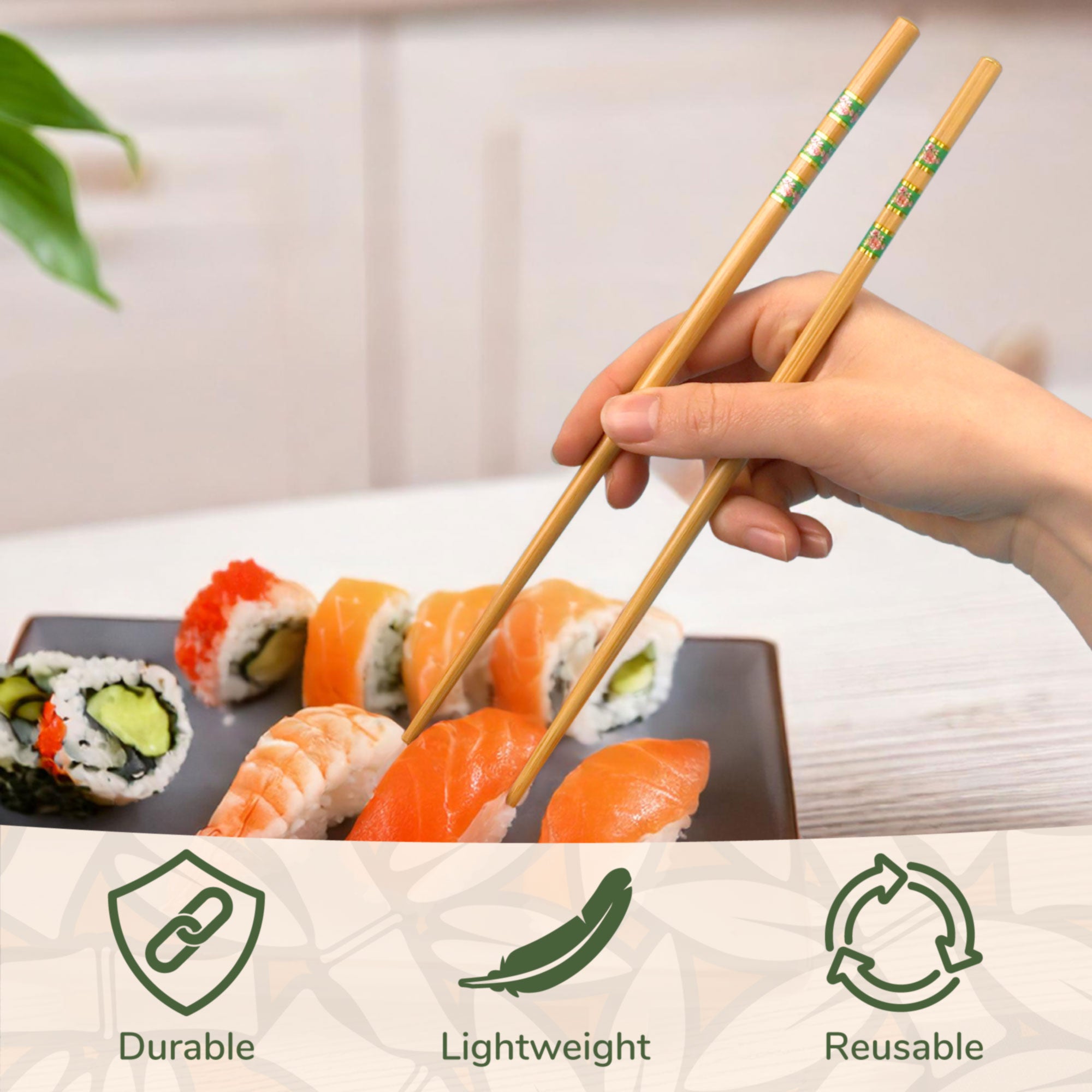Floral Print with Gold Stripes Chopsticks