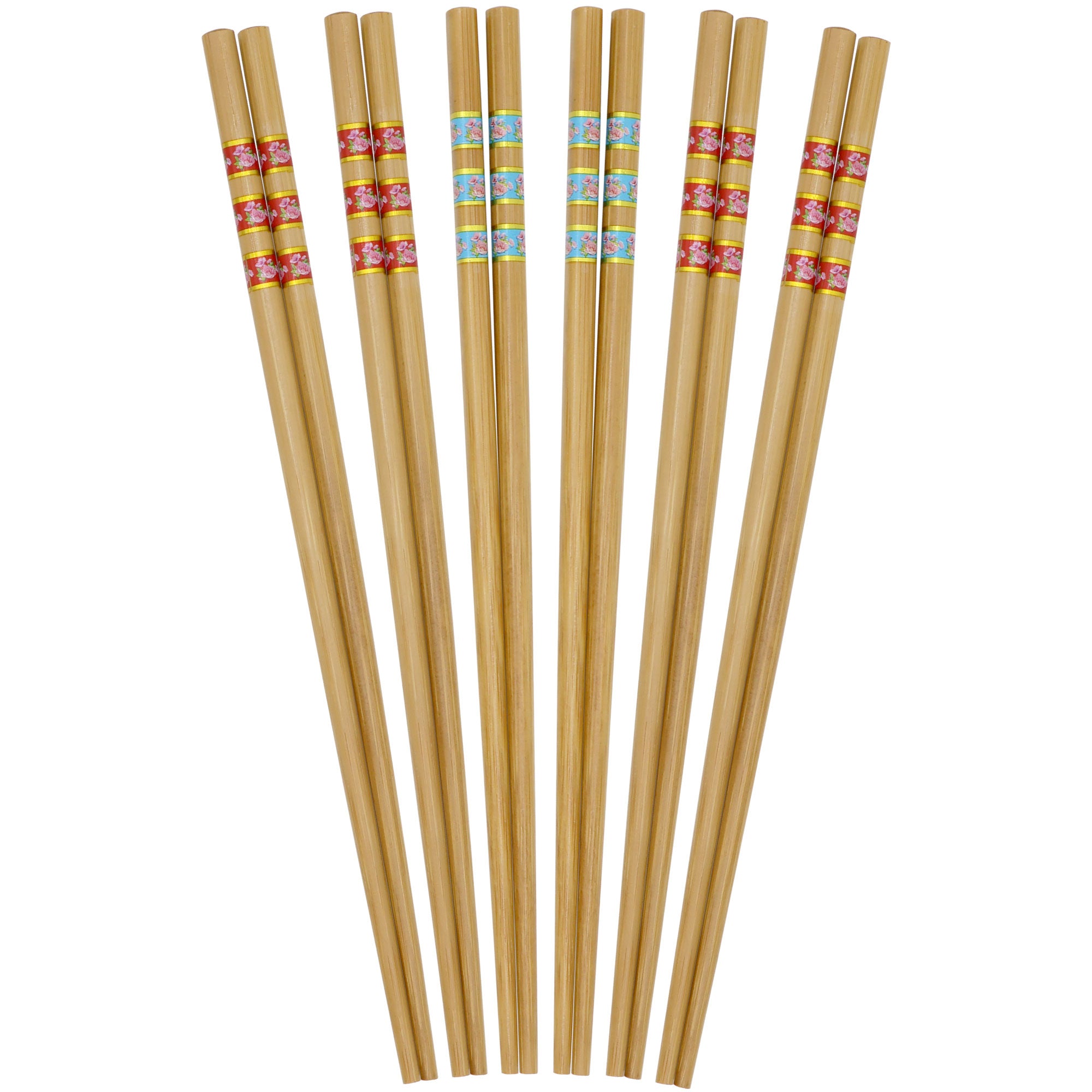 Floral Print with Gold Stripes Chopsticks