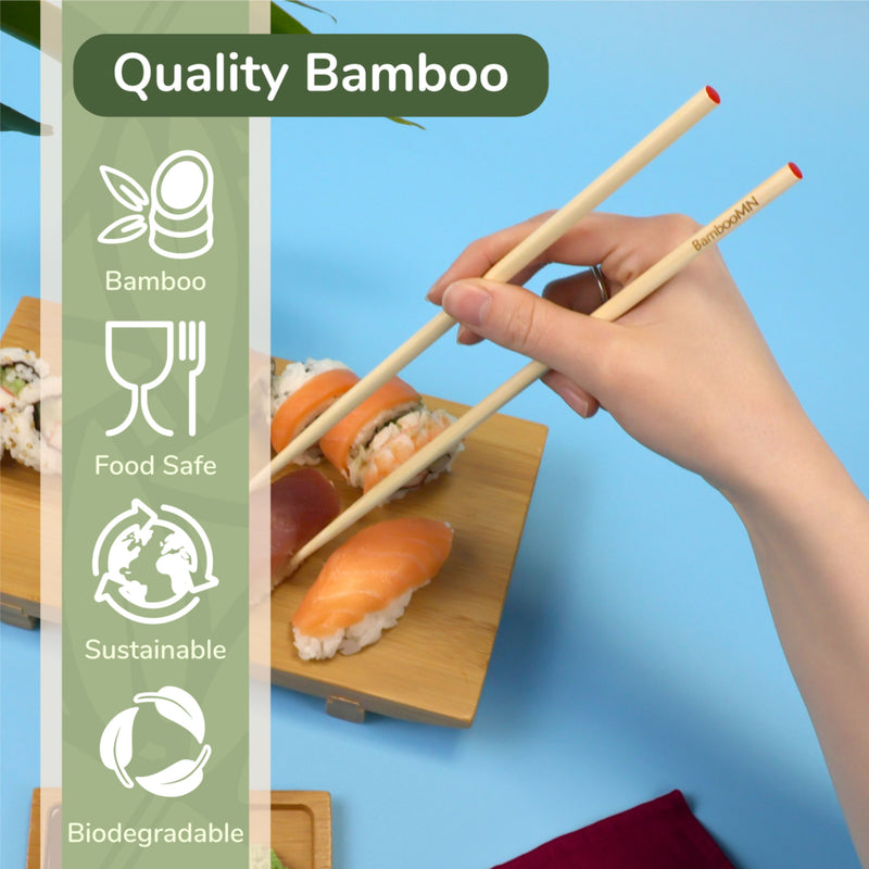 Premium 10" Red Dot Bamboo Chopsticks