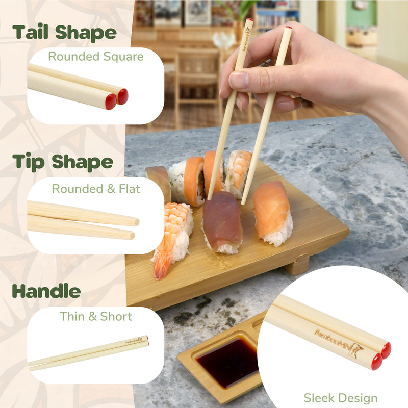 Premium 5.9" Red Dot Bamboo Chopsticks