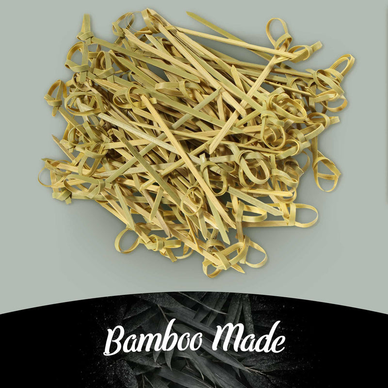made from bamboo green knot picks skewers food toppers sharp point