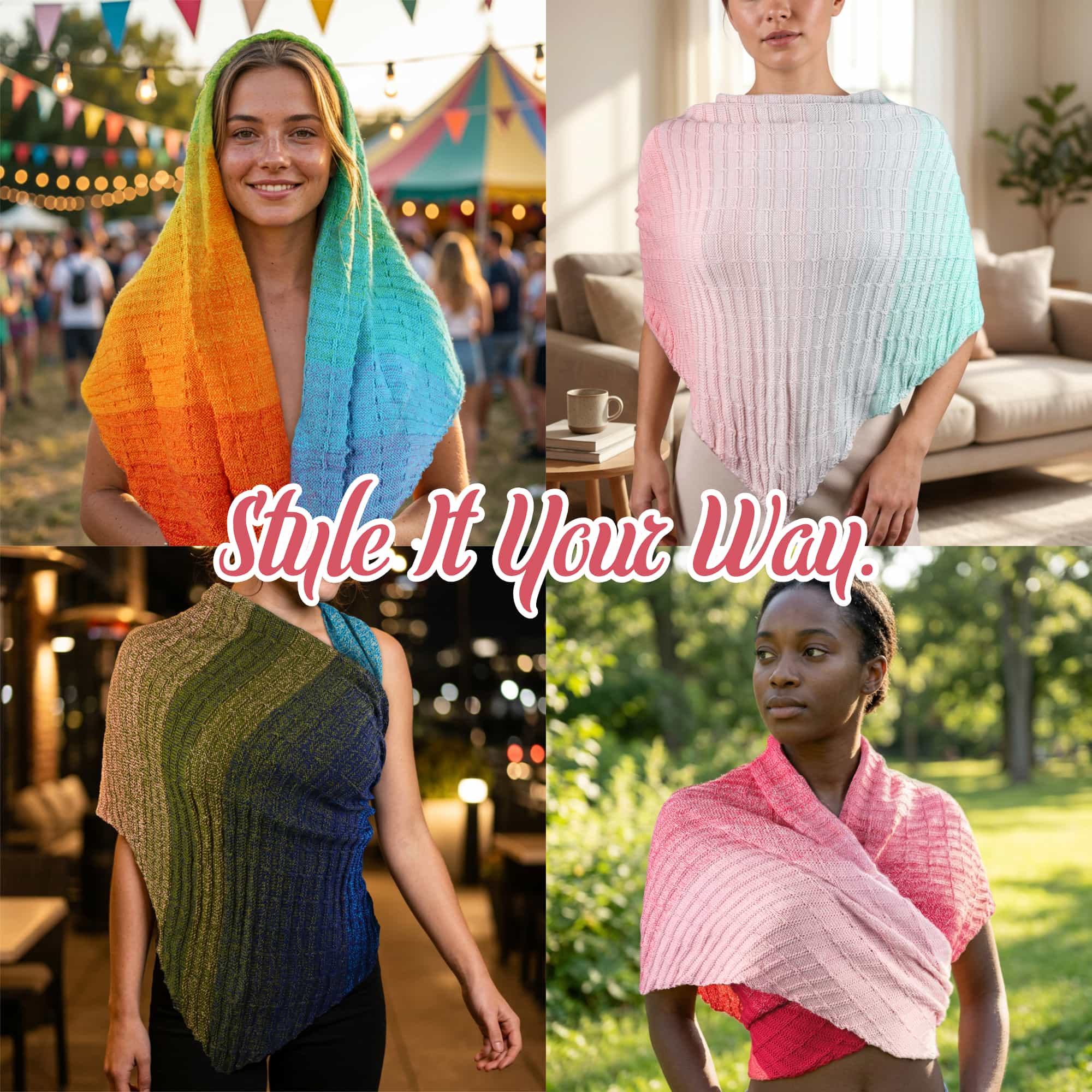 ombre blast knit shawl multiple styling options