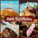 bamboomn steak meat doneness food paddle pick skewer burger cheeseburger hamburger beef