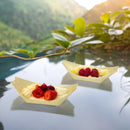 pine wood boat dessert raspberry pineapple whipped cream