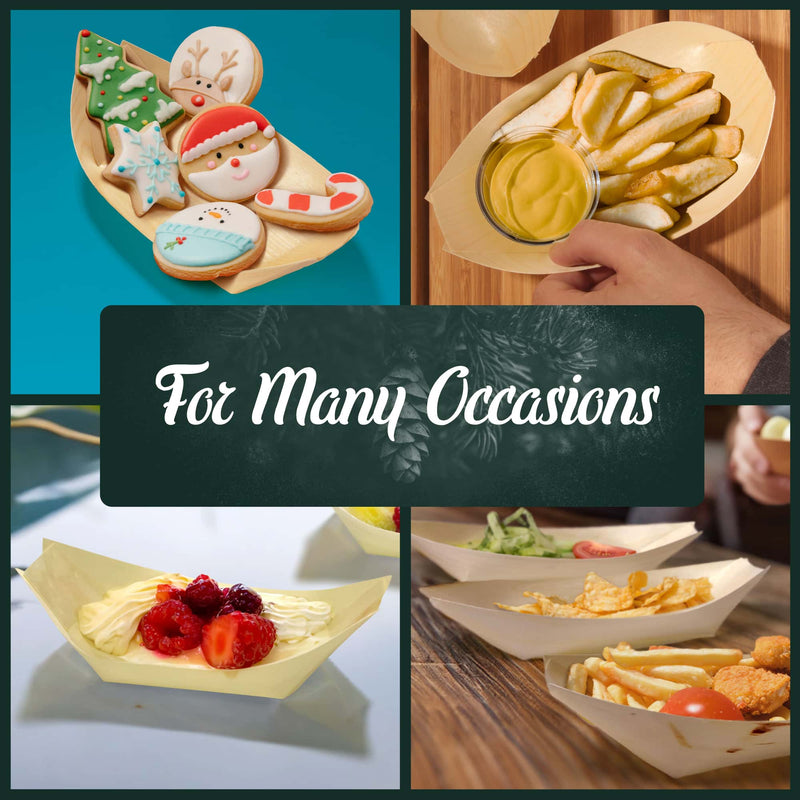 for many occasions pine wood boats christmas holiday cookies santa reindeer snowflake snowman fries mustard cream raspberries nuggets tomatoes salad