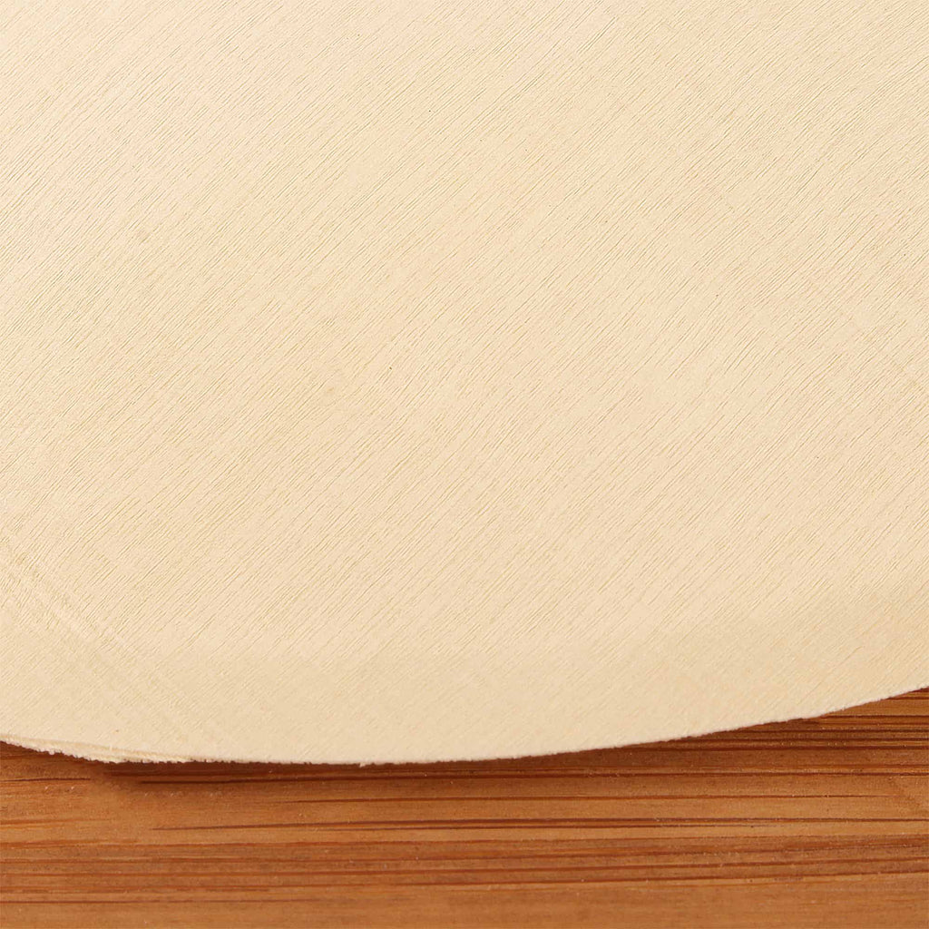 wood pine disposable food appetizer plates closeup bamboo background
