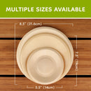 wood pine disposable food appetizer plates bamboo background multiple sizes measurements