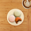 wood pine disposable food appetizer plates bamboo background cookies dessert cream coffee