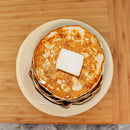 wood pine disposable food appetizer plates bamboo background pancakes butter syrup