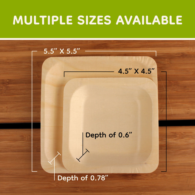 pine wood square plates food appetizer sizes lengths