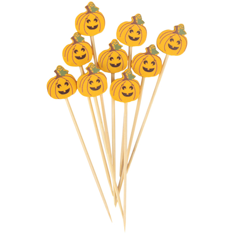 bamboo pumpkin jack-o'-lantern food drink picks
