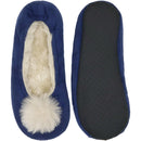 blue pompom fuzzy slippers socks