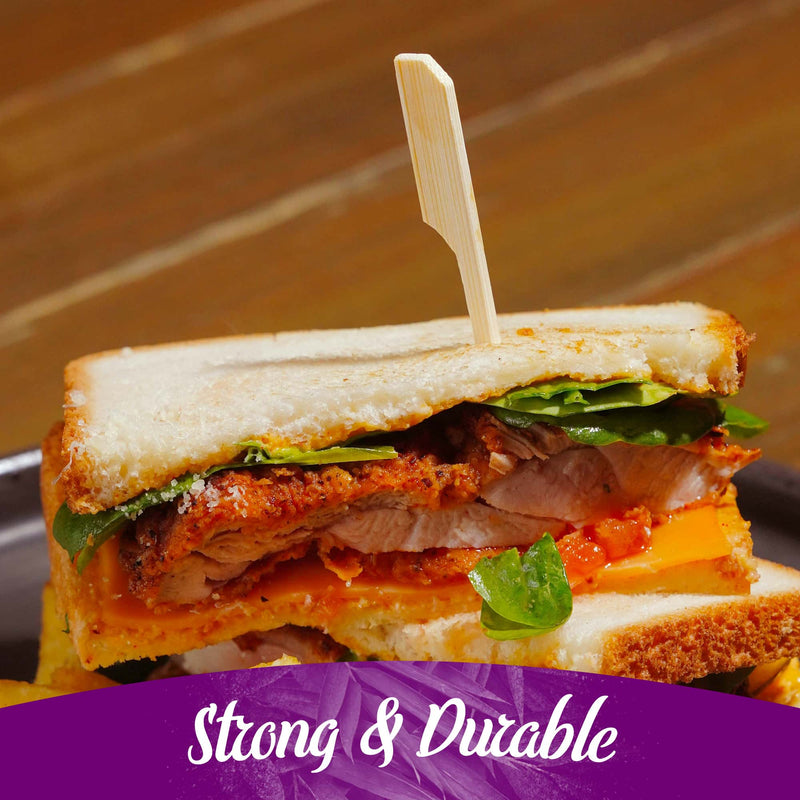 bamboo paddle pick skewer stick semi point strong durable sandwich chicken spicy plate