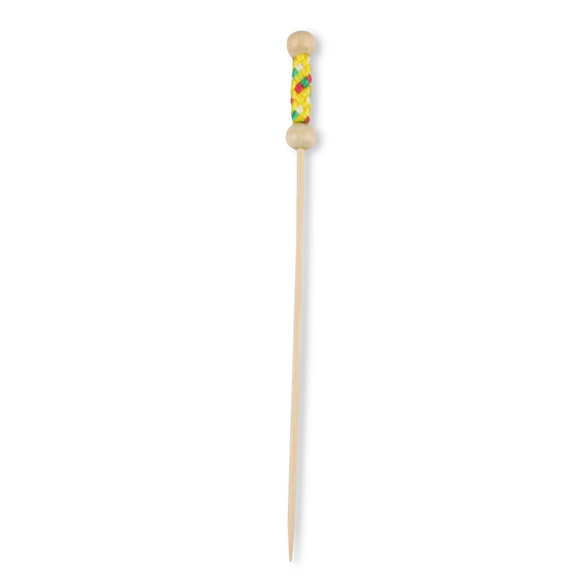 bamboo string braid food drink cocktail pick yellow 4.7" inch