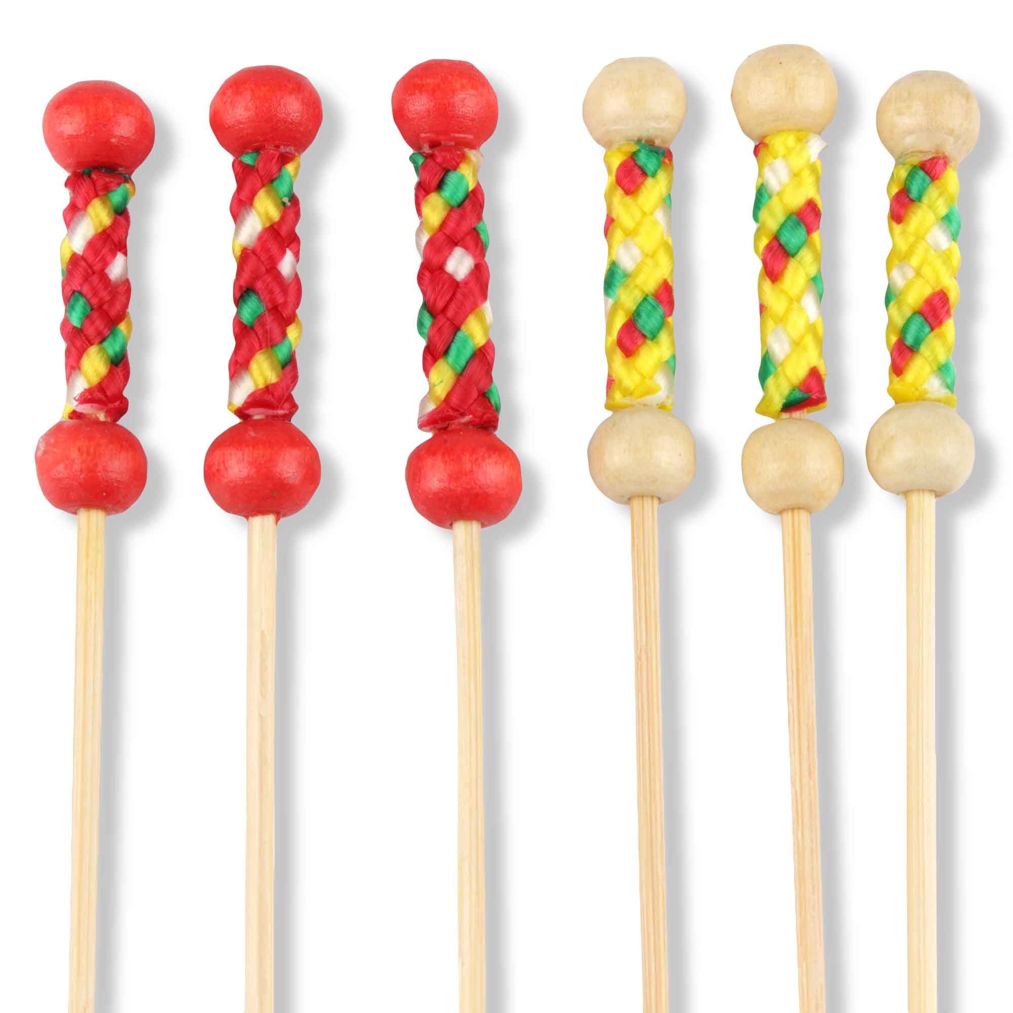 string braided patterned cloth picks full red yellow