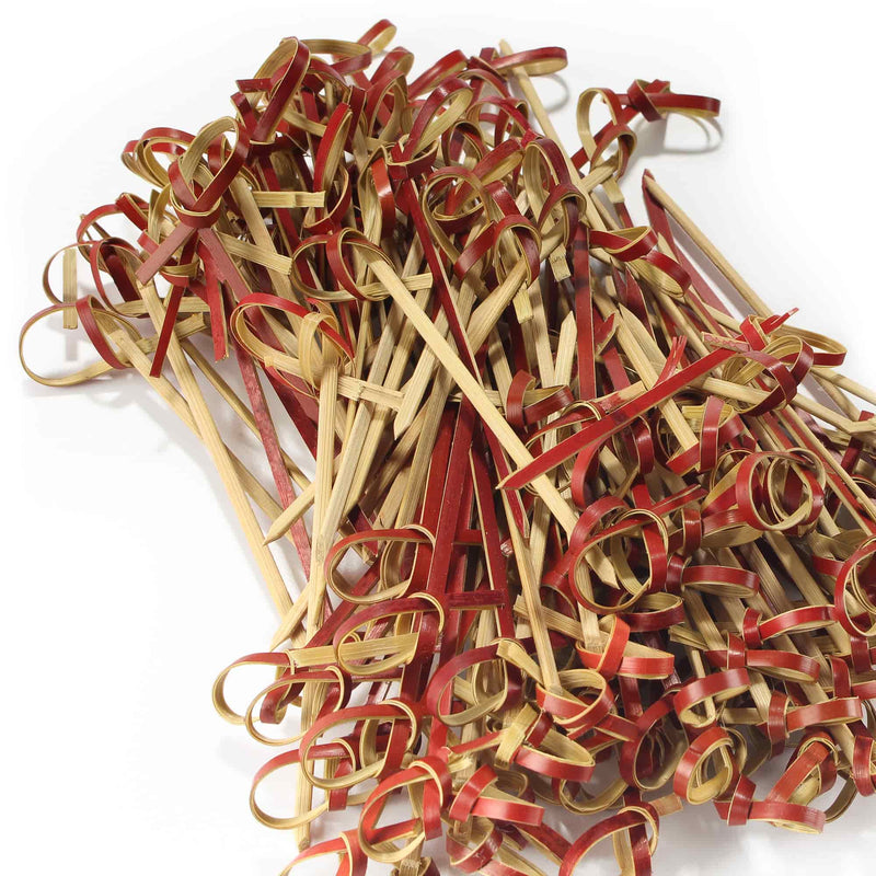 tea red bamboo knot picks skewers toothpicks closeup