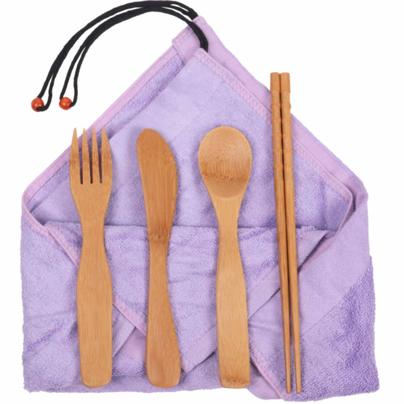 Bamboo Wash Cloth Utensil Set Black