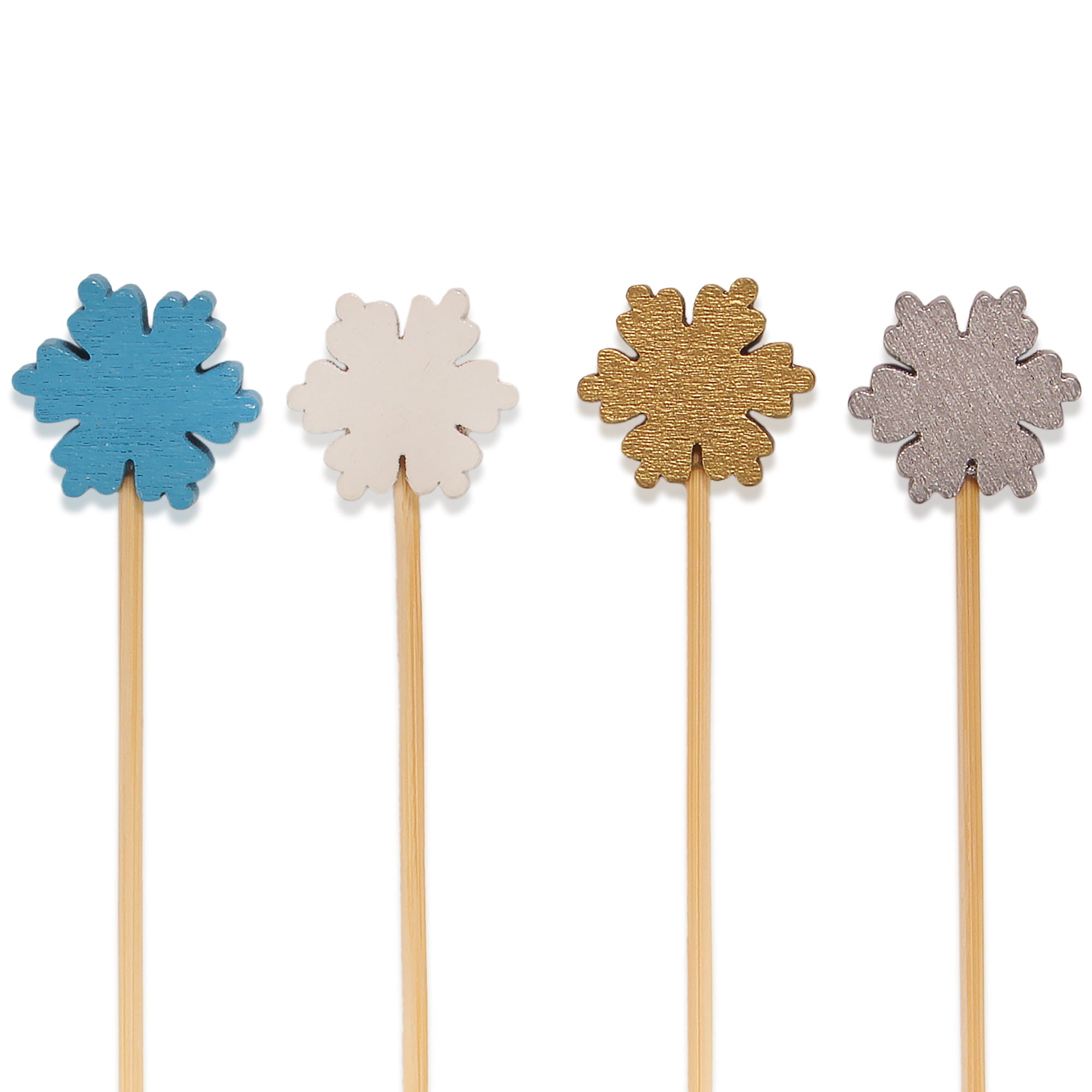 winter snowflake bamboo food drink picks skewers assorted tops