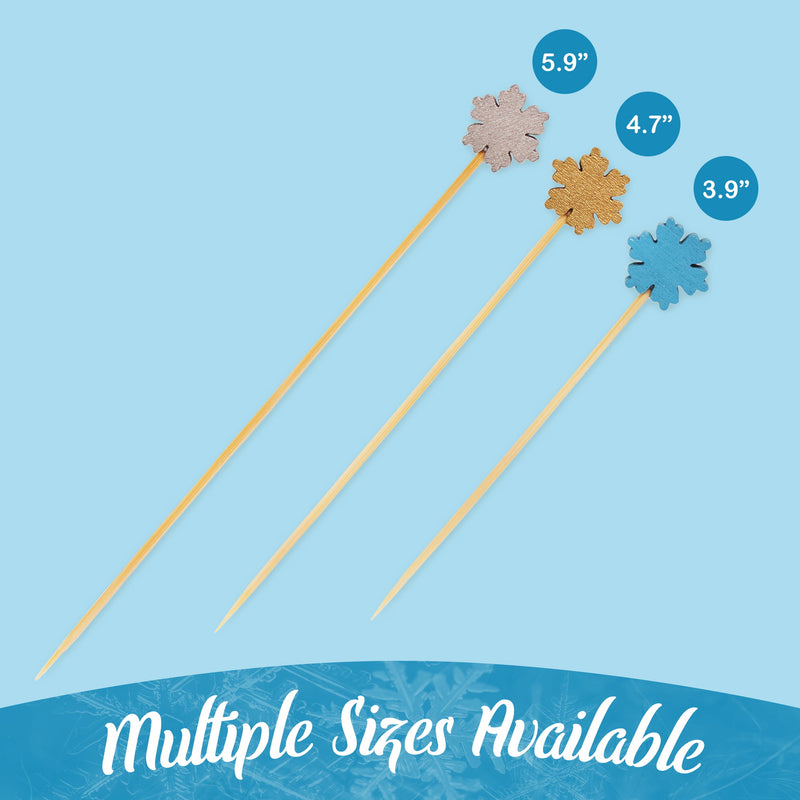 winter snowflake bamboo food drink picks skewers multiple sizes available