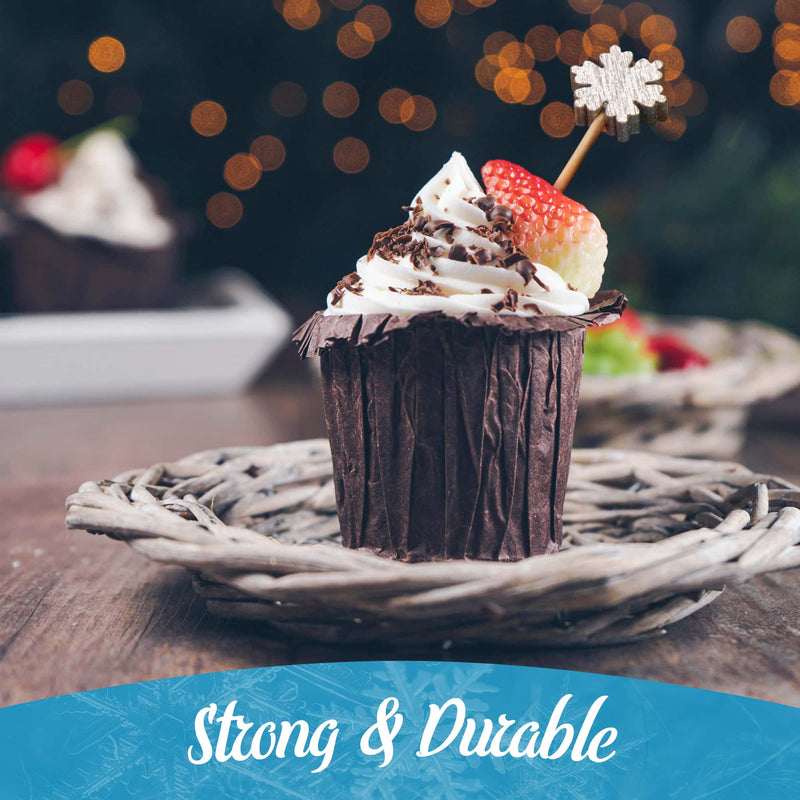 winter snowflake bamboo food drink picks skewers cupcake chocolate strawberry dessert