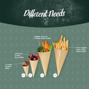 different disposable pine wood cone sizes chocolates raspberries blackberries vegetables carrots broccoli celery tomato fries different needs