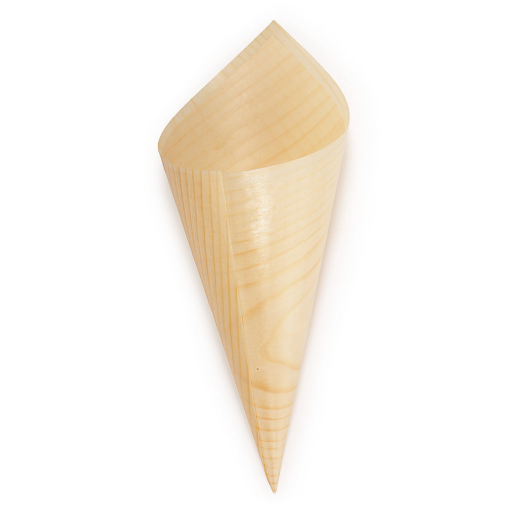disposable wooden cone wedding event food appetizer flower petals