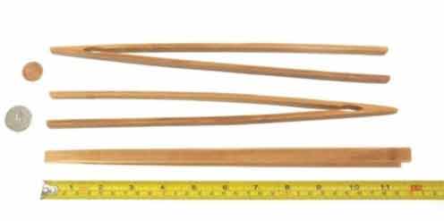 12" Reusable Bamboo Straight Arm Toast Tongs - Carbonized Brown