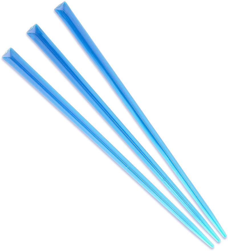 4.5" light blue prism plastic skewer picks on white
