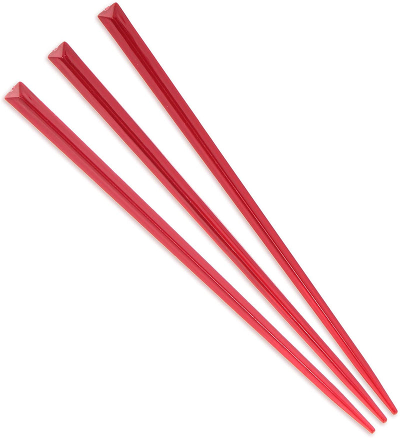 4.5" red prism plastic skewer picks on white