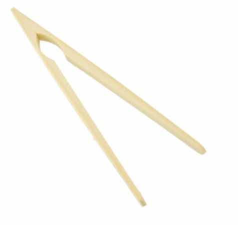 7.5" Reusable Bamboo Straight Arm Toast Tongs - Natural