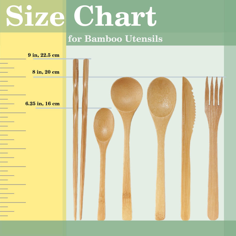 bamboo dinner utensils sizing chart