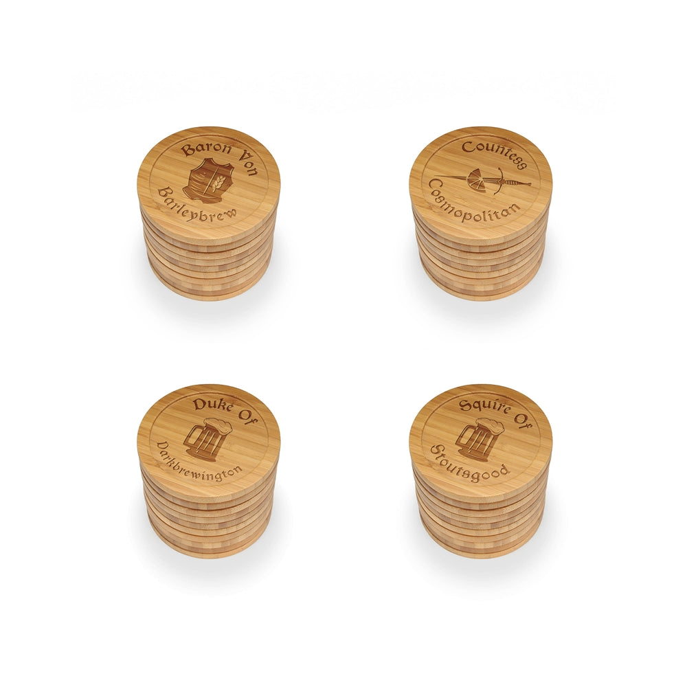 Assorted Laser Engraved Bamboo Coasters - Dark Ales Names