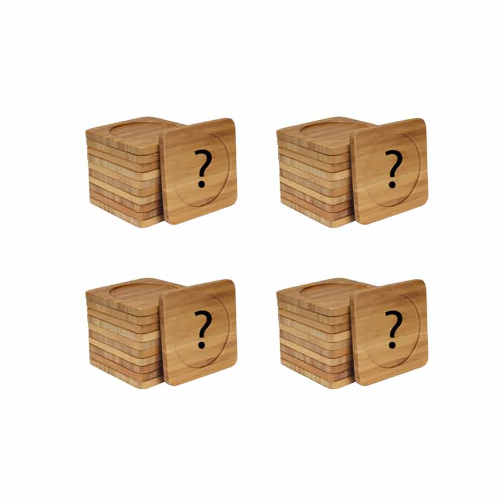 Simple Phrases Square Custom Engraved Bamboo Coaster Set