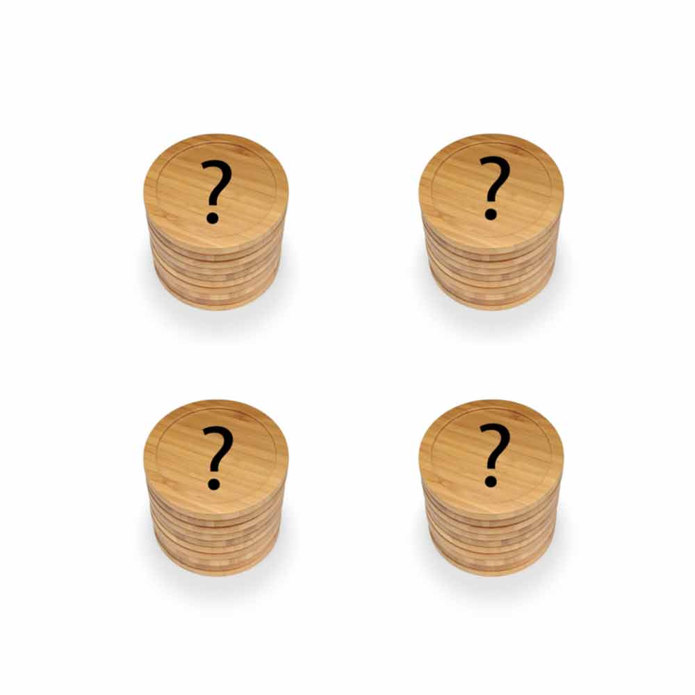 Simple Phrases Round Custom Engraved Bamboo Coaster Set