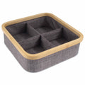 4 Cell Bamboo and Linen Organizer