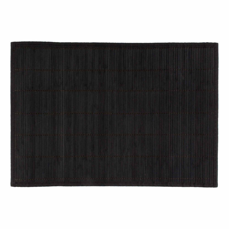 Bamboo Slat Placemat with Fabric Border Black