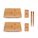Bamboo Sushi Board Tray, Chopsticks and Compartment Sauce Dish, Varies Sizes and Style