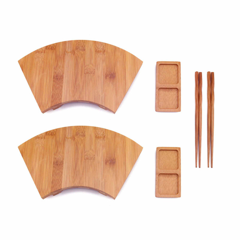 Bamboo Sushi Board Tray, Chopsticks and Compartment Sauce Dish, Various Sizes and Style
