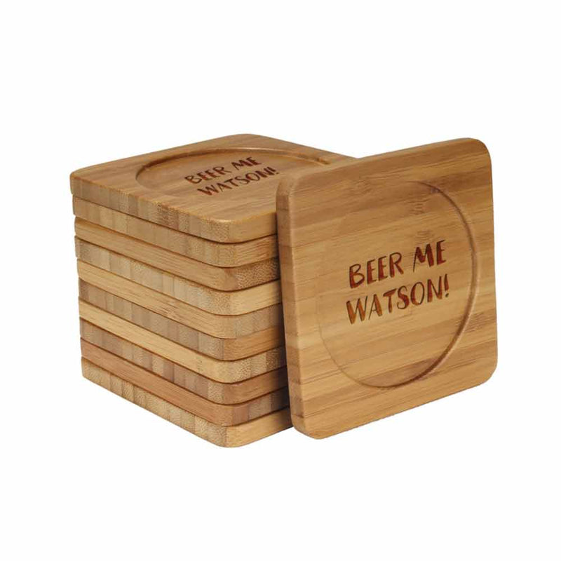 Beer Wine Themed Engraved Coasters - Square