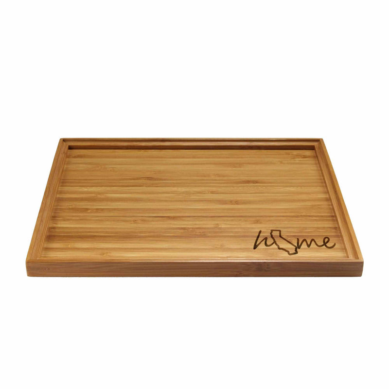 Engraved Bamboo Serving Tray - Home w/ State - Style 1 - California