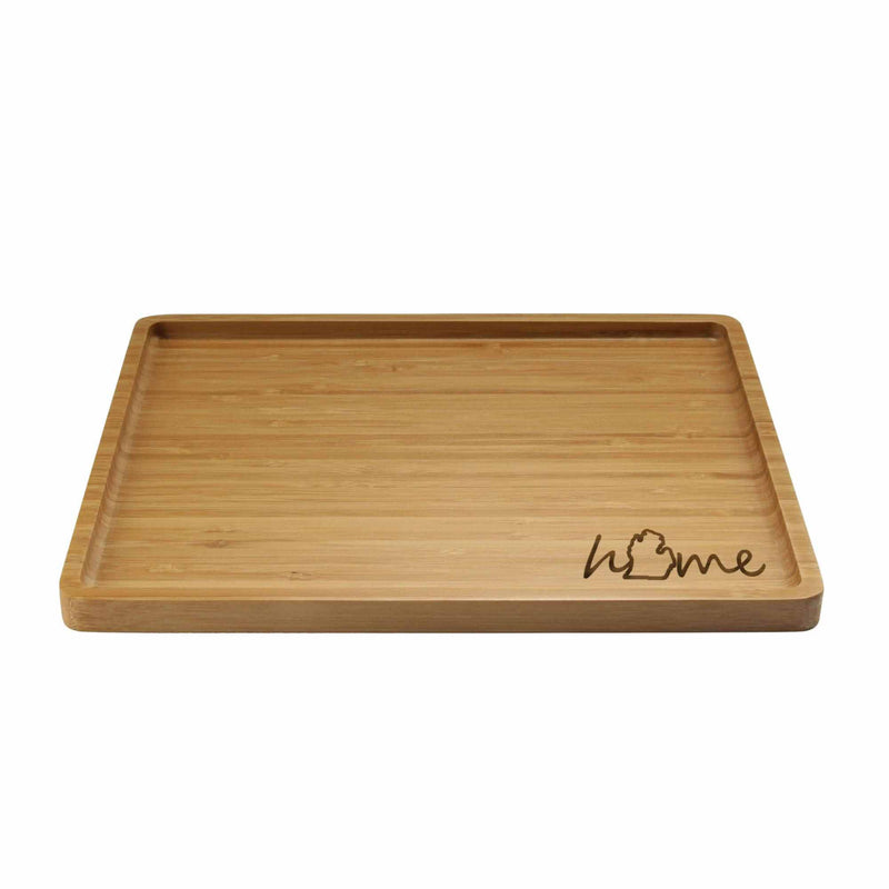 Engraved Bamboo Serving Tray - Home w/ State - Style 1 - Michigan