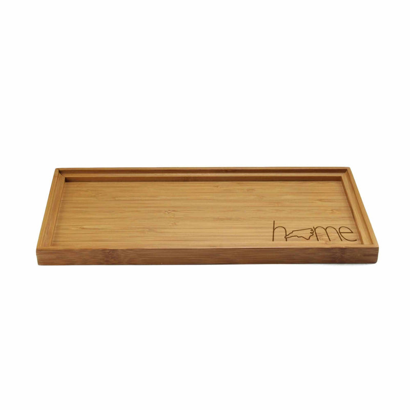 Engraved Bamboo Serving Tray - Home w/ State - Style 2  - Small - North Carolina