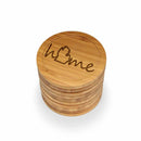Home with State Style 1 Round Custom Engraved Bamboo Coaster Set