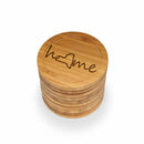 Home with State Style 1 Round Custom Engraved Bamboo Coaster Set