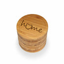 Home with State Style 1 Round Custom Engraved Bamboo Coaster Set