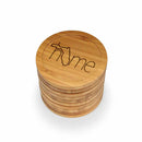 Home with State Style 2 Round Custom Engraved Bamboo Coaster Set