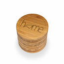 Home with State Style 2 Round Custom Engraved Bamboo Coaster Set