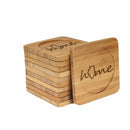 Home with State Style 1 Square Custom Engraved Bamboo Coaster Set