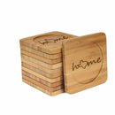 Home with State Style 1 Square Custom Engraved Bamboo Coaster Set