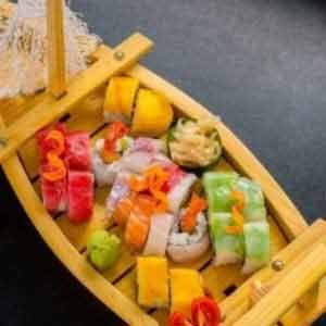 Large Wooden Sushi Display Serving Tray Boat